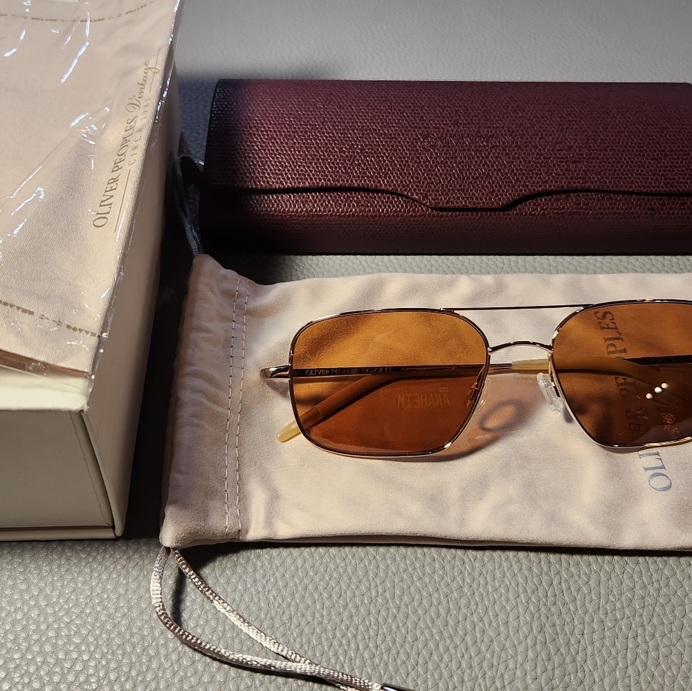 Oliver Peoples Victory G Gold / Amber Polarized 55-17-140 Japan Made
